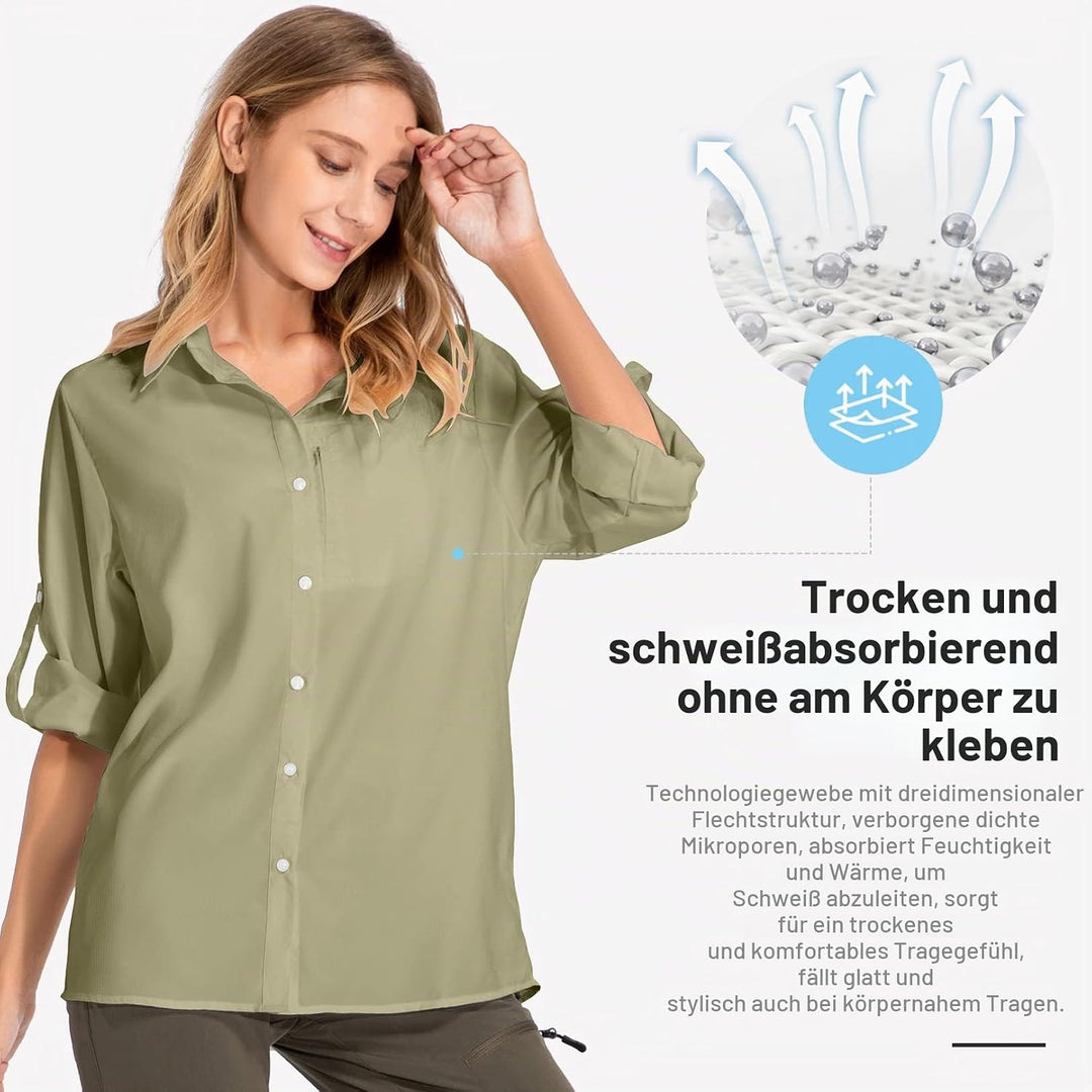 yeyity Damen Hemdbluse UV Schutz Langarmshirt Damen Schnell Trocknende Sport Shirts Wandershirt Safa