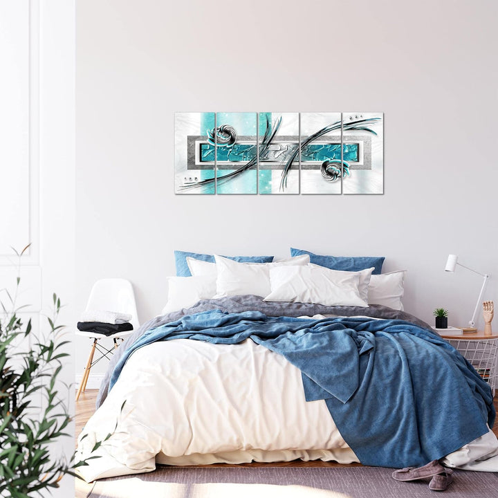 Runa Art Bild Abstrakt Wandbilder auf Vlies Leinwand 5 Teilig Wanddekoration Wohnzimmer Schlafzimmer