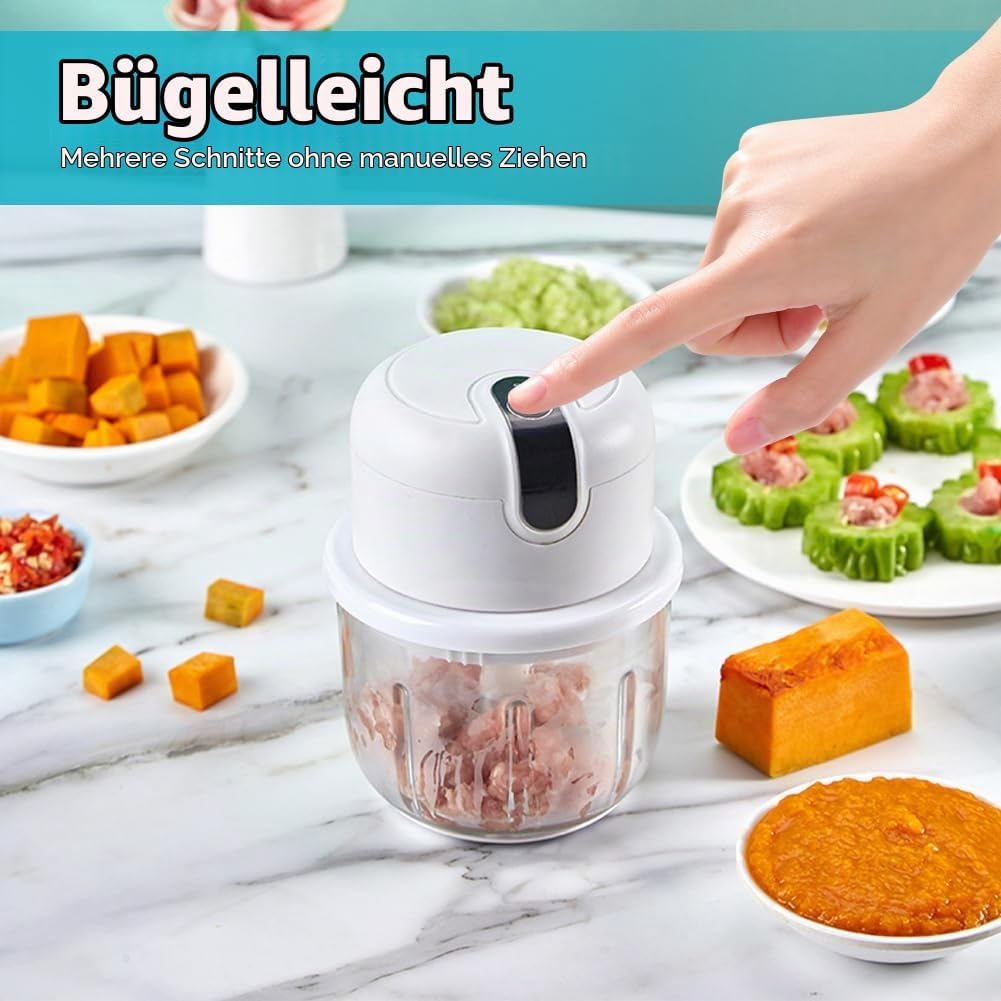 CEWROM Elektrischer Küchenzerkleinerer,350ml Zwiebel Zerkleinerer Elektrisch, Gemüsezerkleinerer, Mu