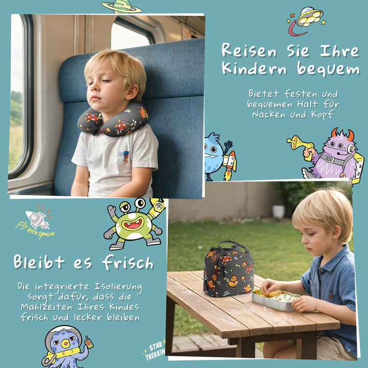 COOLIFE 5tlg Kinderkoffer mit Rucksack, Kindertrolley aus Kunststoff, Kindergepäck, Kinder Kofferset