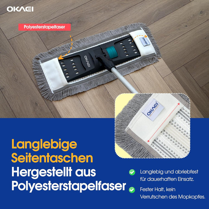 Okaei 10 Stück Wischmopp Bezug (40 cm) - Bodenwischer-Wischbezug für Krankenhäuser & Pflegeeinrichtu