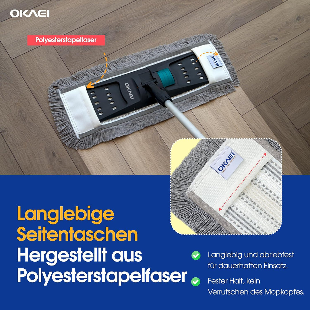Okaei 10 Stück Wischmopp Bezug (60 cm) - Bodenwischer-Wischbezug für Krankenhäuser &amp; Pflegeeinrichtu