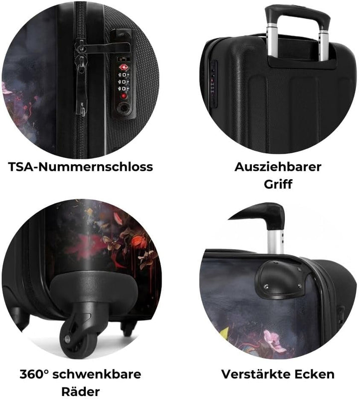 NoBoringSuitcases.com® Grosser Koffer - Totenkopf - Blumen - Botanisch - Abstrakt - Totenkopf - Schä