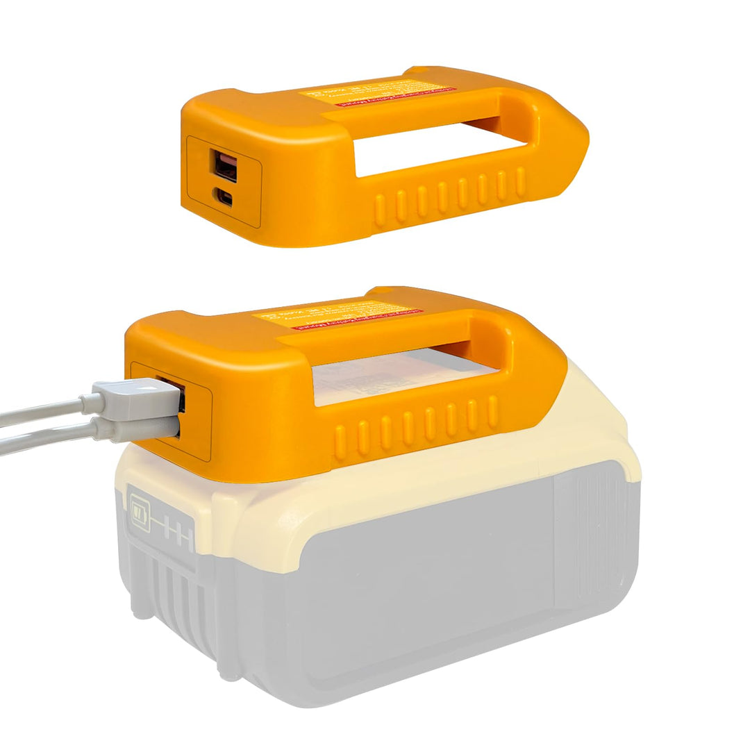 TPDL 2 Pack USB Ladegerät Adapter für Dewalt 18V 20V Akku, mit Typ C Schnellladeanschluss & USB-Ansc