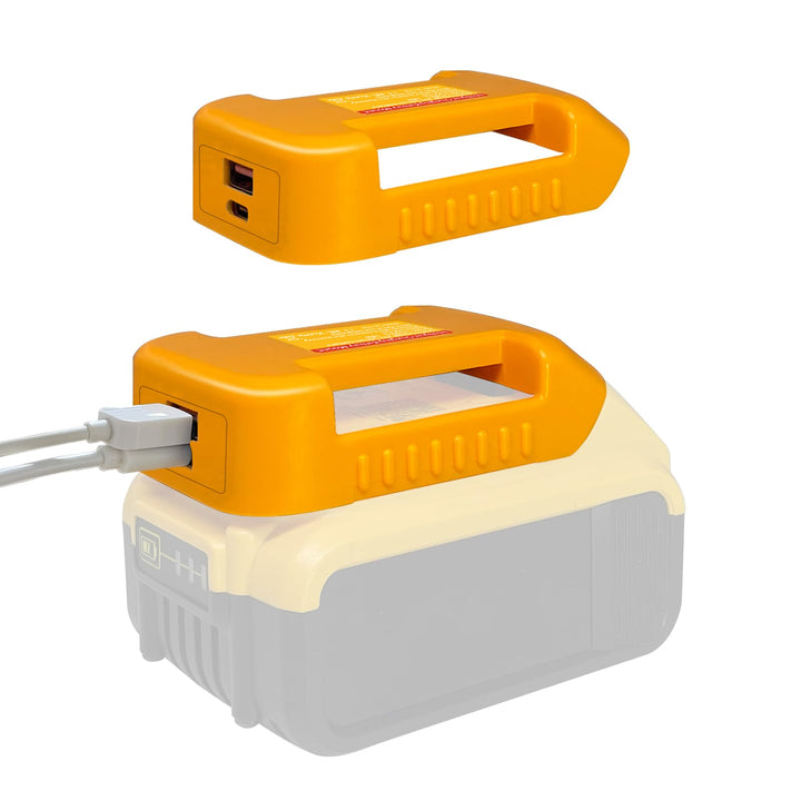 TPDL 2 Pack USB Ladegerät Adapter für Dewalt 18V 20V Akku, mit Typ C Schnellladeanschluss & USB-Ansc