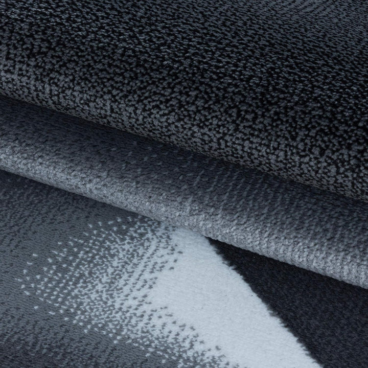 HomebyHome Teppich Wohnzimmer 80x250 cm Läufer Flur Schwarz Abstrakt Design - Schlafzimmer Teppich K