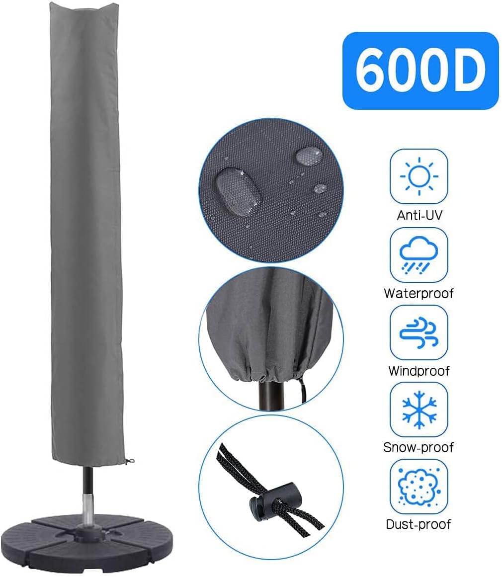 Chutzhülle für Sonnenschirm, Wasserdicht 2 m Durchmesser Abdeckhaube 600D Oxford-Gewebe PVC-Beschich