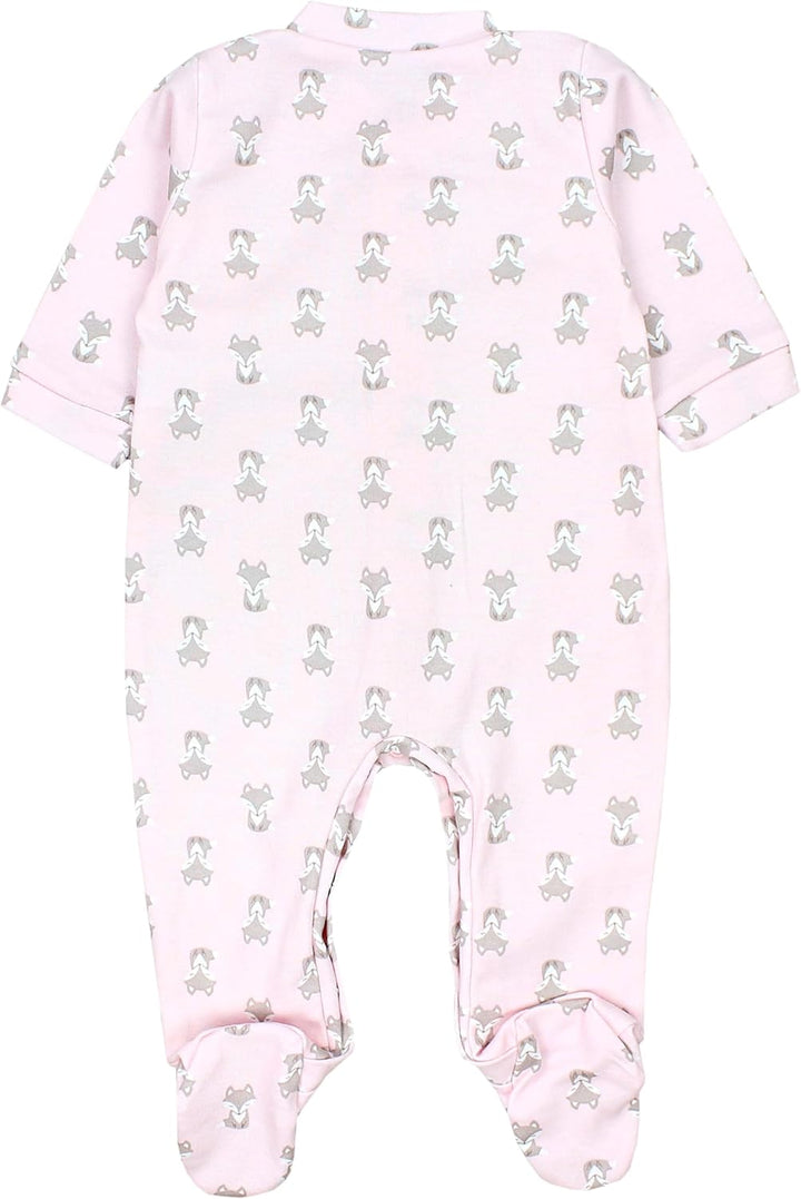 TupTam Baby Mädchen Schlafstrampler mit Fuss 3er Pack 62 Fuchs Rosa Streifen Sterne Beige, 62 Fuchs