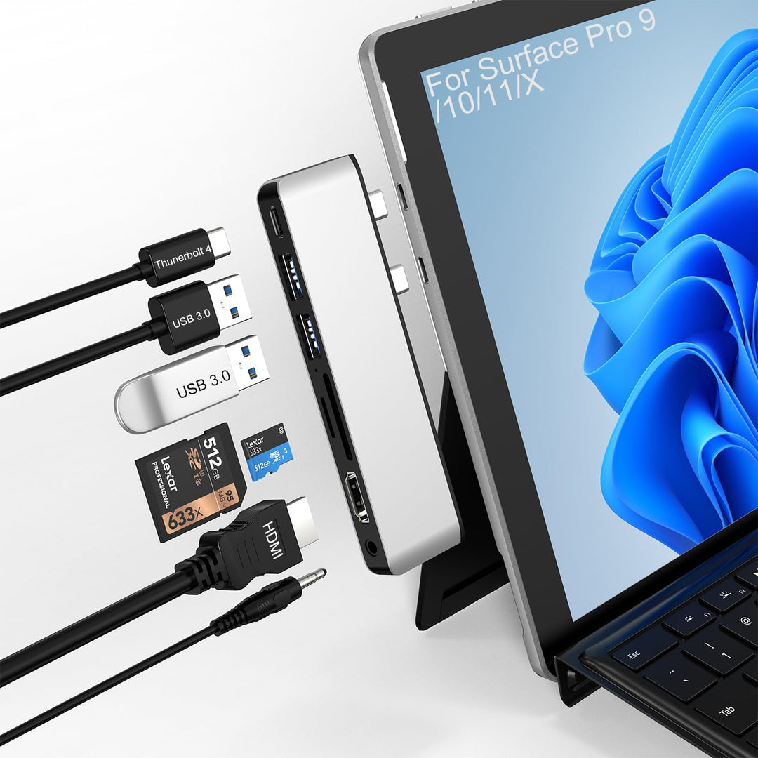 Surface Pro 9 Zubehör, Surface Pro 9 Docking Station mit 4K HDMI, USB-C Thunderbolt 4 (Display+Daten
