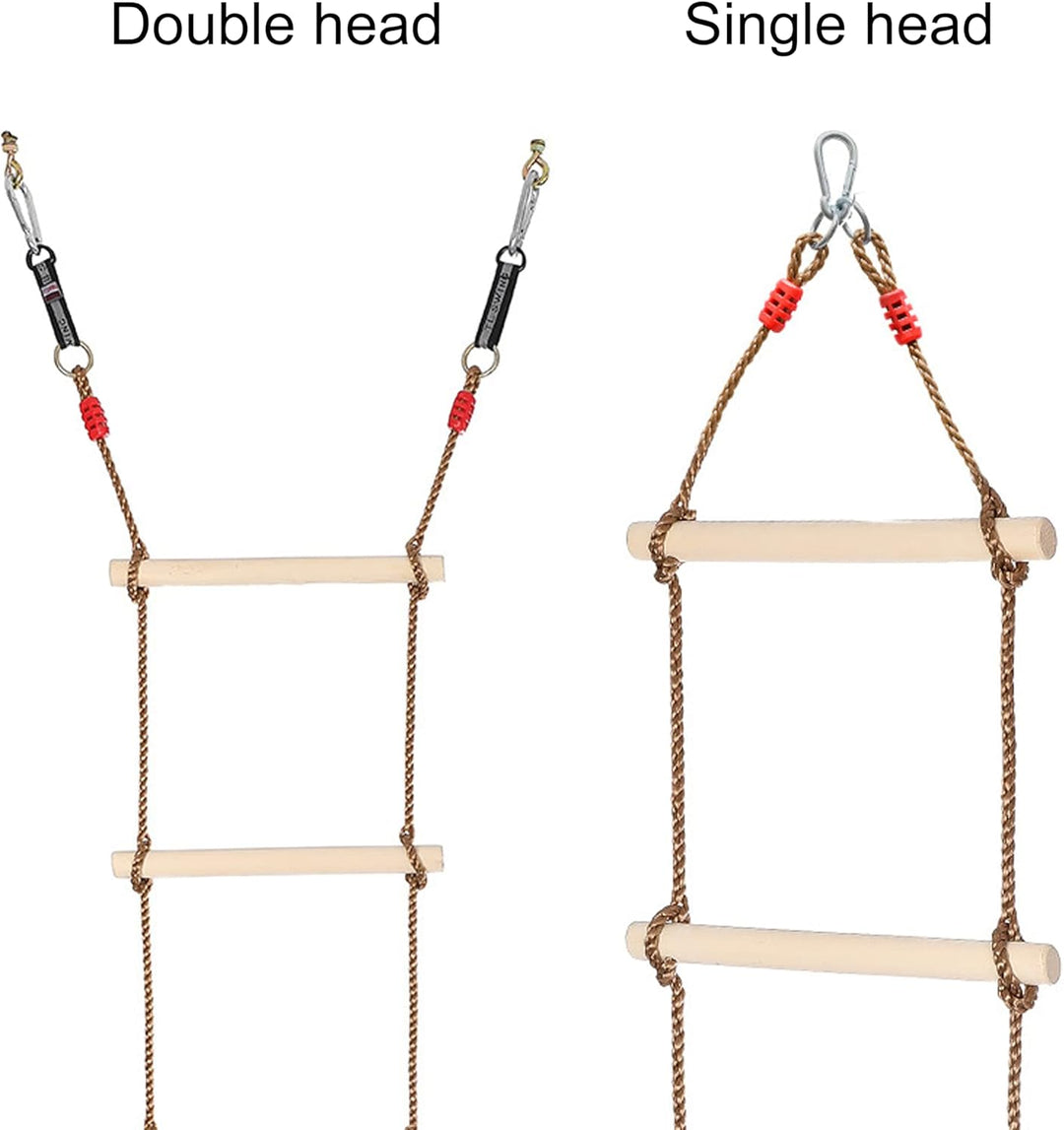 Kletterleiter Strickleiter Kinder Holz, Multifunktions Trapeze Schaukel, Holzschaukel mit 6 Sprossen