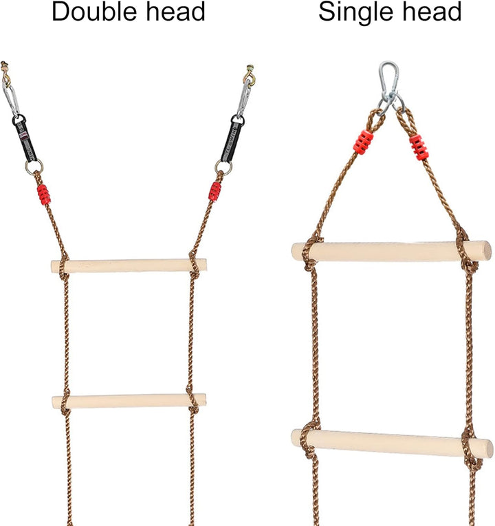 Kletterleiter Strickleiter Kinder Holz, Multifunktions Trapeze Schaukel, Holzschaukel mit 6 Sprossen