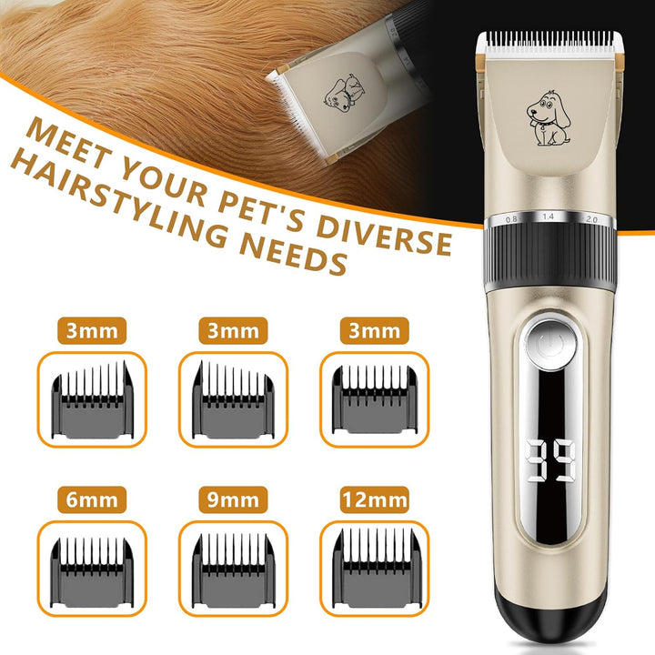NWOUIIAY IPX7 Schermaschine Hund Leise Tierhaarschneider Waschbar Profi Drahtlose Wiederaufladbare T