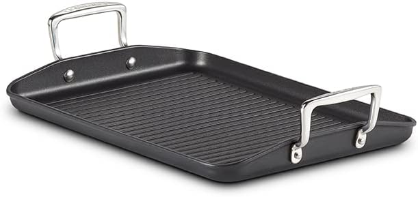 Le Creuset Aluminium-Antihaft Grillplatte mit Rillen, 35 cm, Für alle Herdarten inkl. Induktion geei