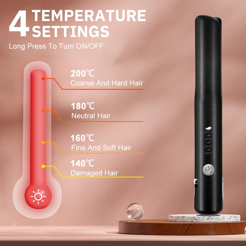 2-in-1 Schnurloser Haarglätter & Lockenwickler, 4 Temperaturen, wiederaufladbare Glätte, professione