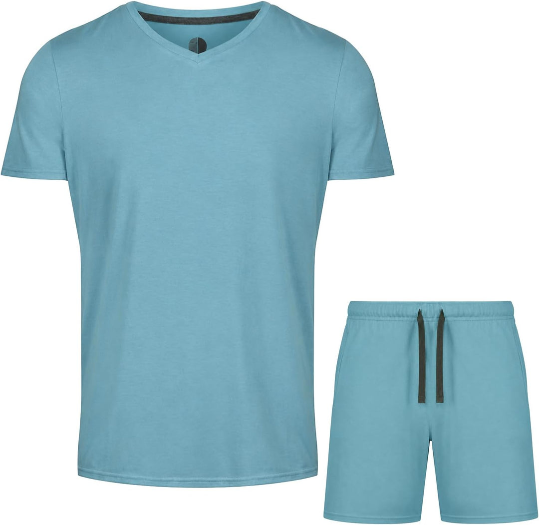 Light & Shade Pyjama-Set mit Oberteil und kurzer Hose für Herren, Blau, S S Blau, S Blau