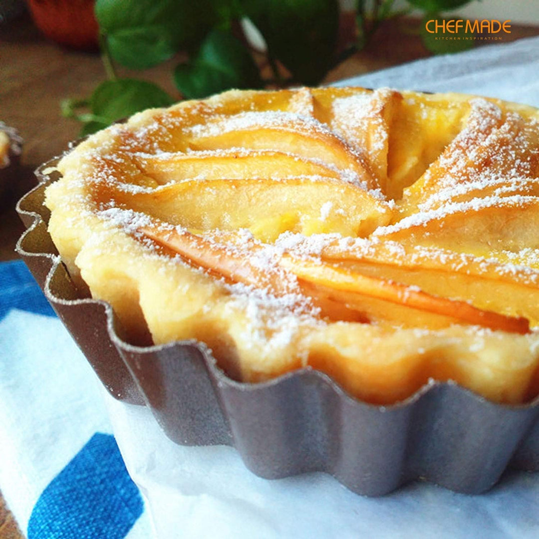 CHEFMADE Mini Torte Pan Set, 4-zoll 4Pcs mit Abnehmbare Lose Bottom Nicht-Stick Runde Quiche Tart Ba