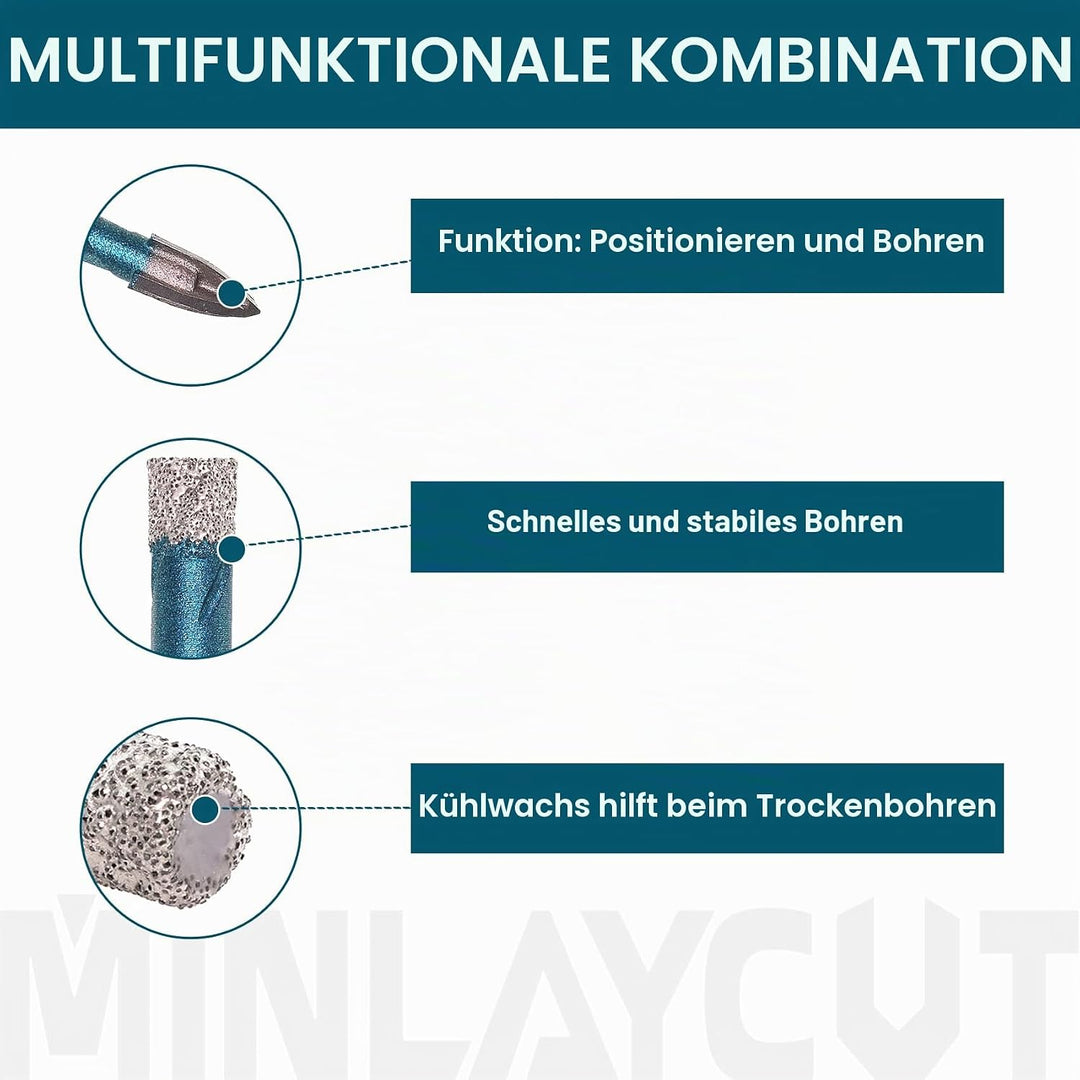 Diamantbohrer Fliesenbohrer 6/6/6/8mm+6mm 5 stücke Lochsäge Fliesen für Porzellan Fliese Keramik Gra