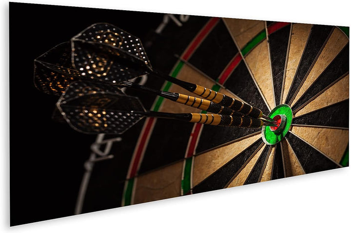 islandburner Bild auf Leinwand Drei Darts Bulls Eye Bilder Wandbilder Poster Leinwand 120x40cm - Pan