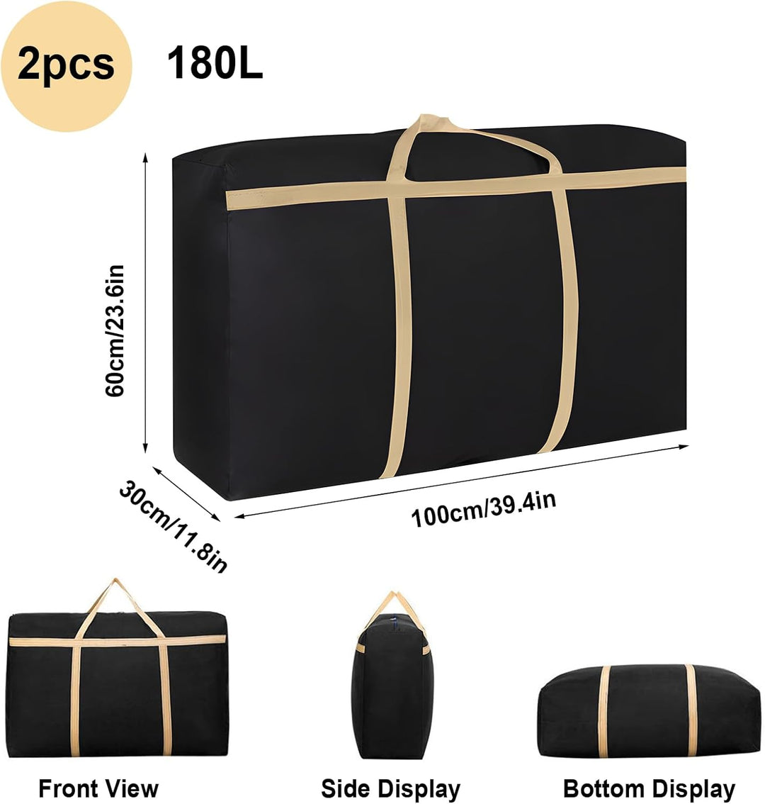 2 Stück 180L Extra Grosse Aufbewahrungstasche, 600D Oxford Heavy-Duty Umzugstaschen mit Verstärkten
