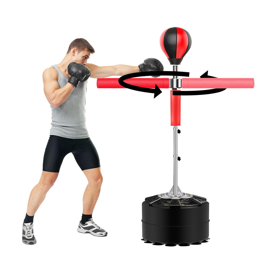 Boxsack auf Fuss, für Erwachsene, freistehend, schwer, Standboxsack mit tragbar, 360 °, Reflex-Bar,