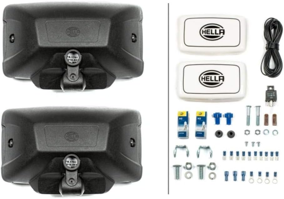 HELLA - FF/Halogen-Fernscheinwerfersatz - Comet FF 450 - 12V - rechteckig - Anbau - glasklare Streus