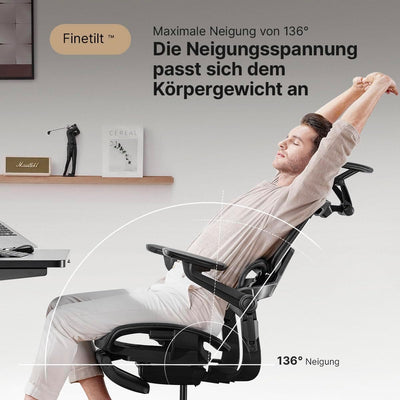 HINOMI H1ProV2 Bürostuhl Ergonomisch, Ergonomischer Bürostuhl mit 3D-Kopfstütze,Bürostuhl mit Fussst