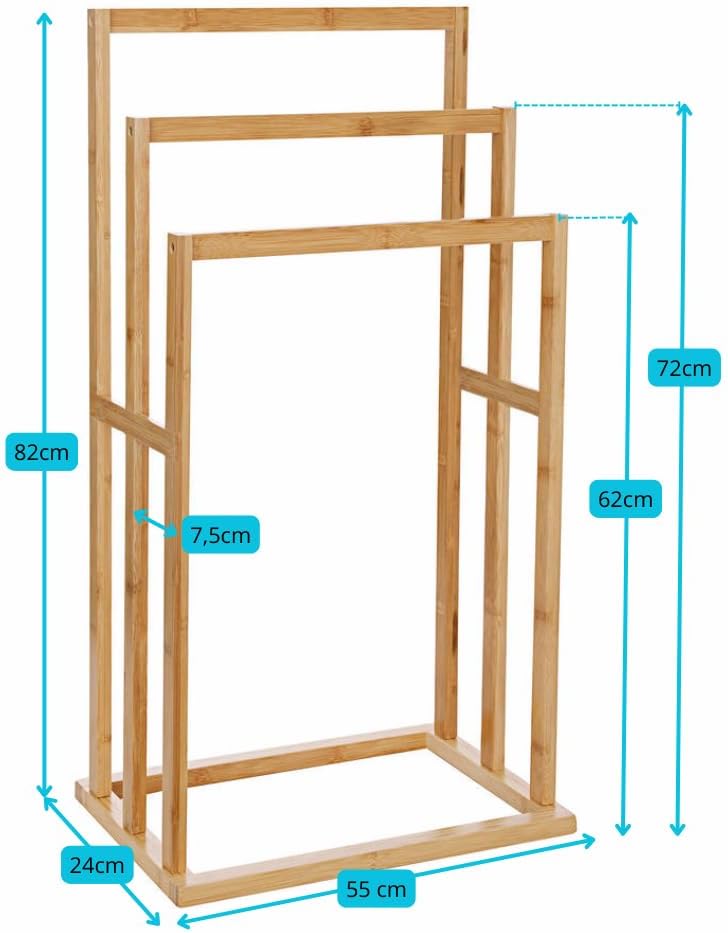 ZOLTA Bambus Handtuchständer Regal 82x55x24 cm feuchtigkeitsbeständig stabil freistehend Badezimmer