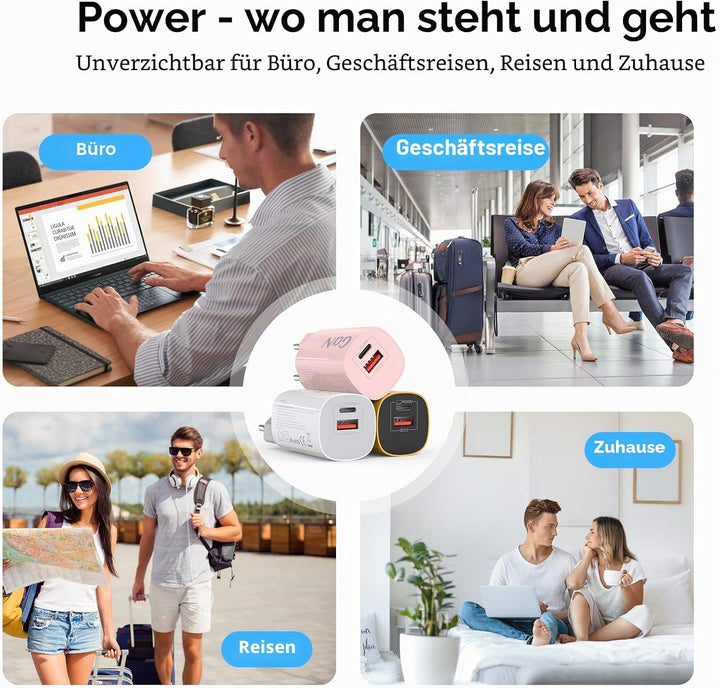 30W USB C Ladegerät 2-Pack Schnellladegerät Stecker mit 1.5M schnellladekabel für iPhone 17/16/15/14