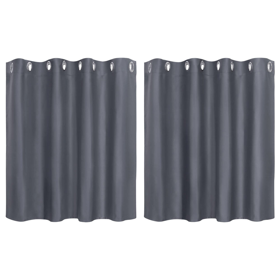PiccoCasa 2er Set Gardine für Küche Polyester Scheibengardine Kurzgardine Blickdicht Kleine Gardine