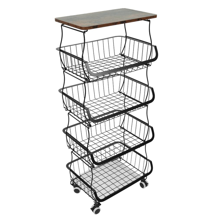 homewell 4-stufiger Gemüsekorb Obstkorb aus Kohlenstoffstahl, für Brot, Gemüse, Snacks und Obst, Pla