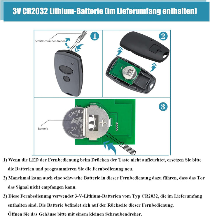 2 Stück Garagentoröffner Hansender Kompatibel mit 868,3MHz Marantec Digital 302 384 304 313 321 323