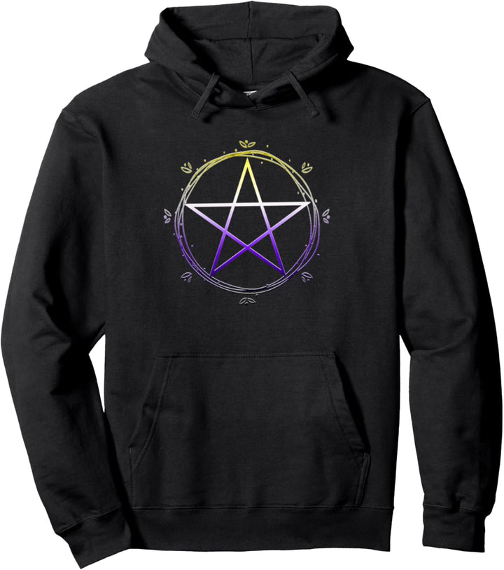 Nonbinary Pentagramm Wiccan Pagan NB Enby Pride Flagge Pullover Hoodie