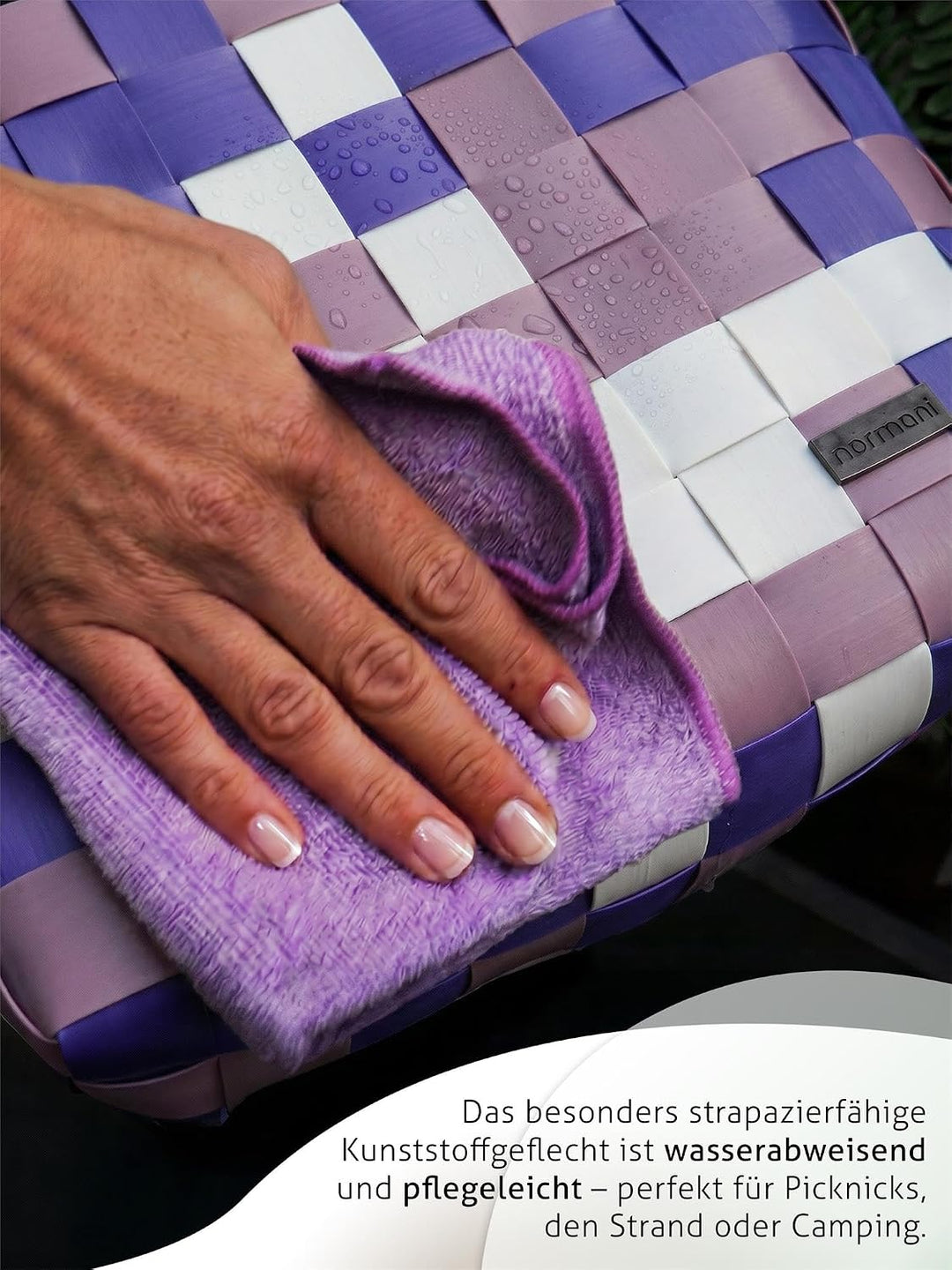Einkaufstasche geflochten mit Henkeln - Tragetasche extra robust Farbe Classic/Lavendel Classic / La