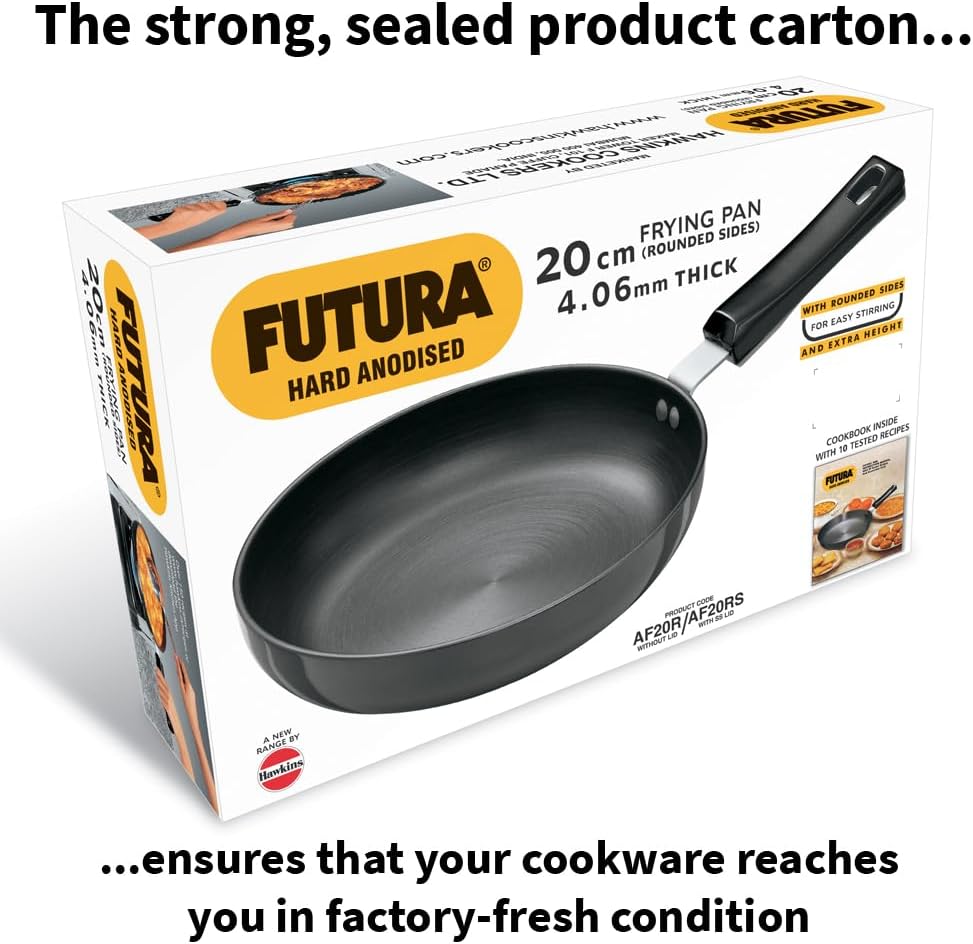Hawkins l08 Futura Bratpfanne, rund, harteloxiert, 22 cm, Schwarz