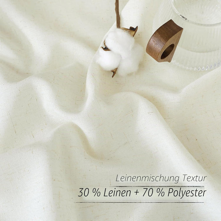 PONY DANCE Vorhang Leinen Kräuselband Gardinen Wohnzimmer 2er Set H 145 x B 140 cm Leinenoptik Gardi