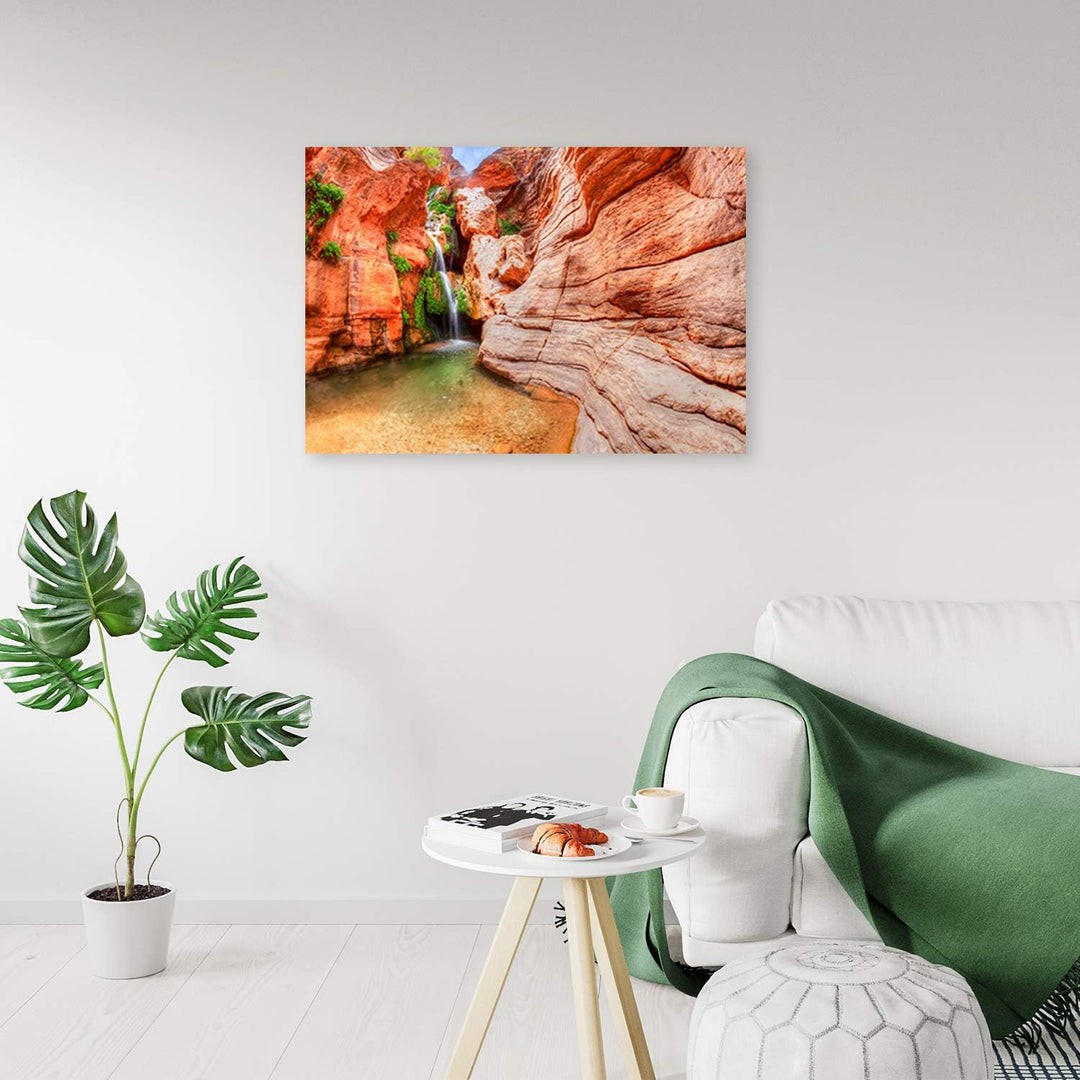 Feeby Wandbild Natur Druckbild Leinwandbild Landschaft Orange 100x70 cm