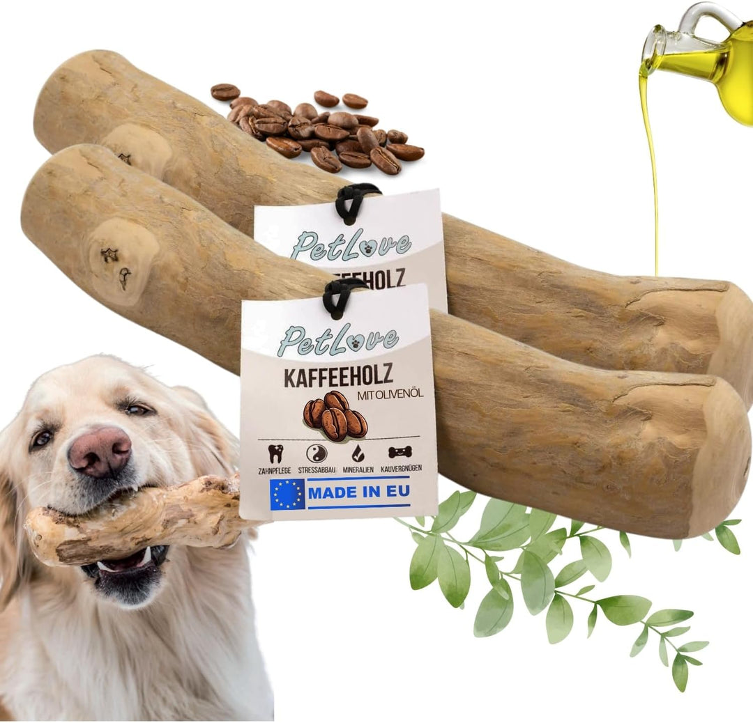 Kaffeeholz für Hunde • Kauholz Hund als Hundespielzeug & Zahnpflege • Holzknochen für Hund • Ohne Ko