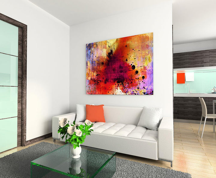 Musterbilder buntes Abstraktes Bild auf Leinwand Abstrakt142_cm_dekoratives LeinLeinwandbild Leinwan