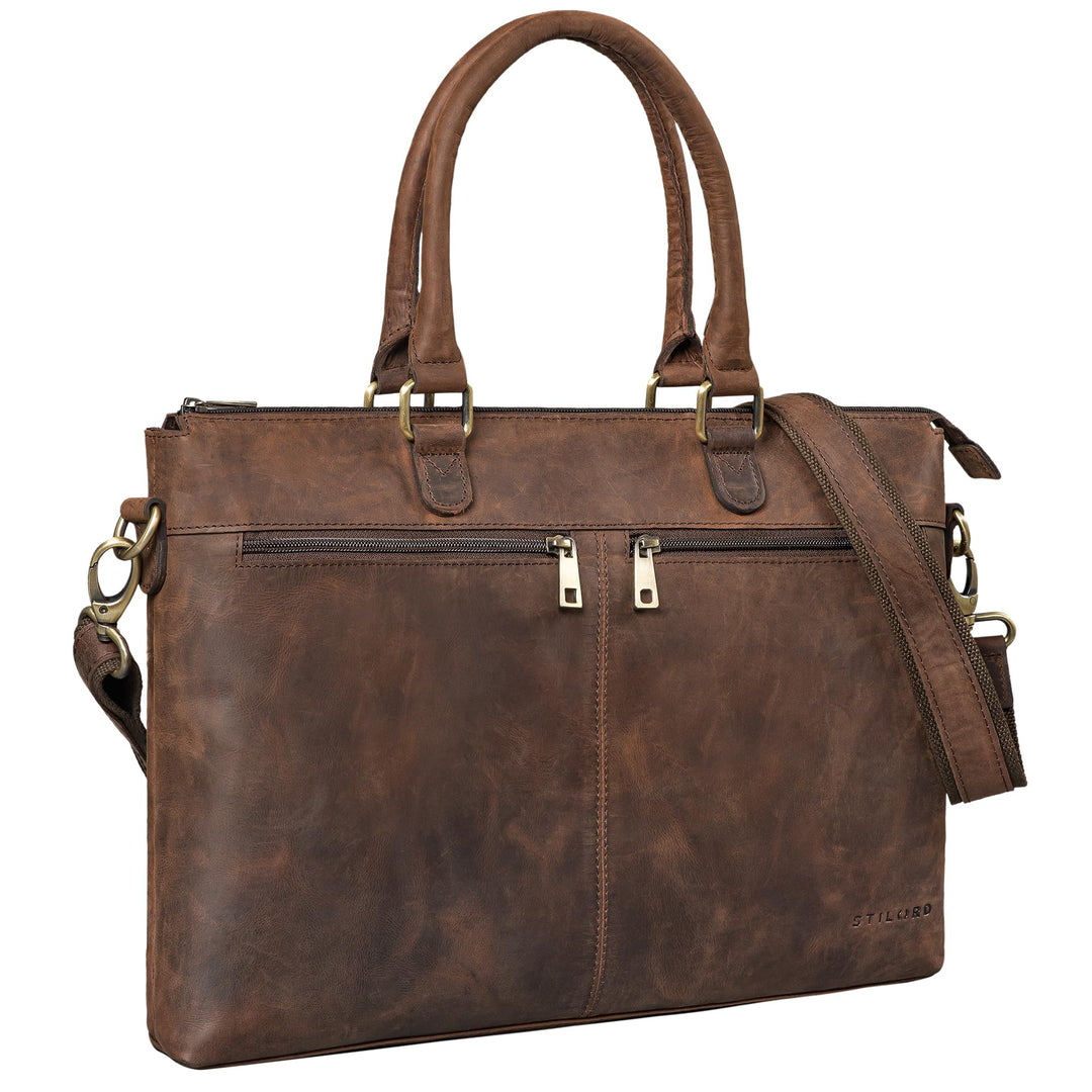 STILORD 'Bailey' Business Laptoptasche Leder 15 Zoll Gross für Arbeit Büro Meeting Vintage Notebookt