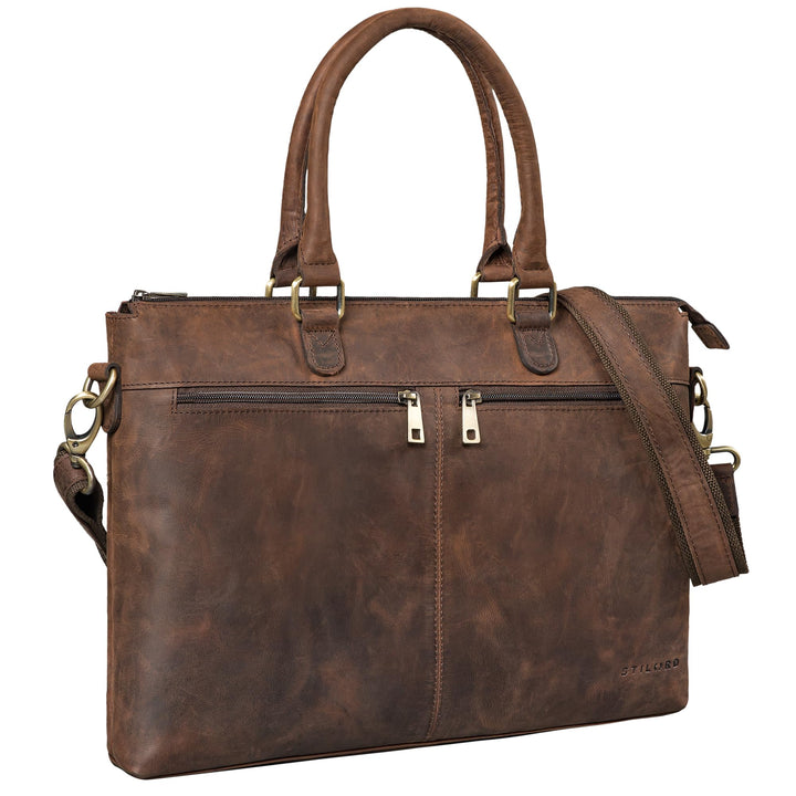 STILORD 'Bailey' Business Laptoptasche Leder 15 Zoll Gross für Arbeit Büro Meeting Vintage Notebookt