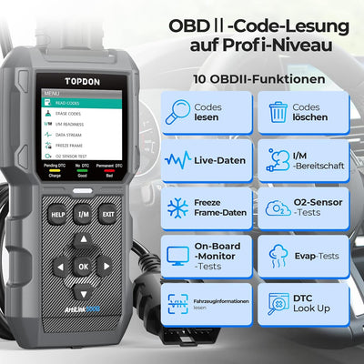 TOPDON ArtiLink500B OBD2 Diagnosegerät Auto und Batterietester 2-in-1, Universal KFZ-Fehlercode-Lese