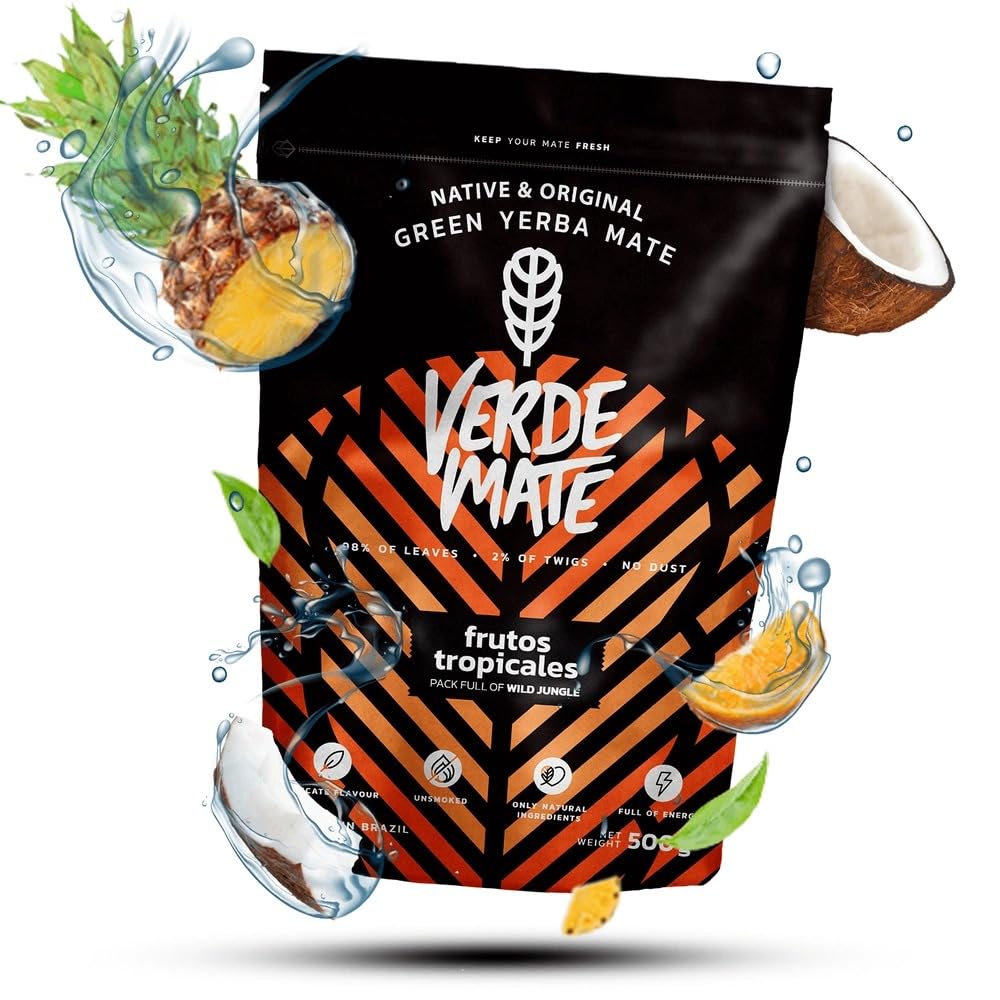 Verde Mate und Yaguar Mate Tee Set 1kg - Yerba Mate Frutos Tropicales und Coconut 2x500g - Fruchtige