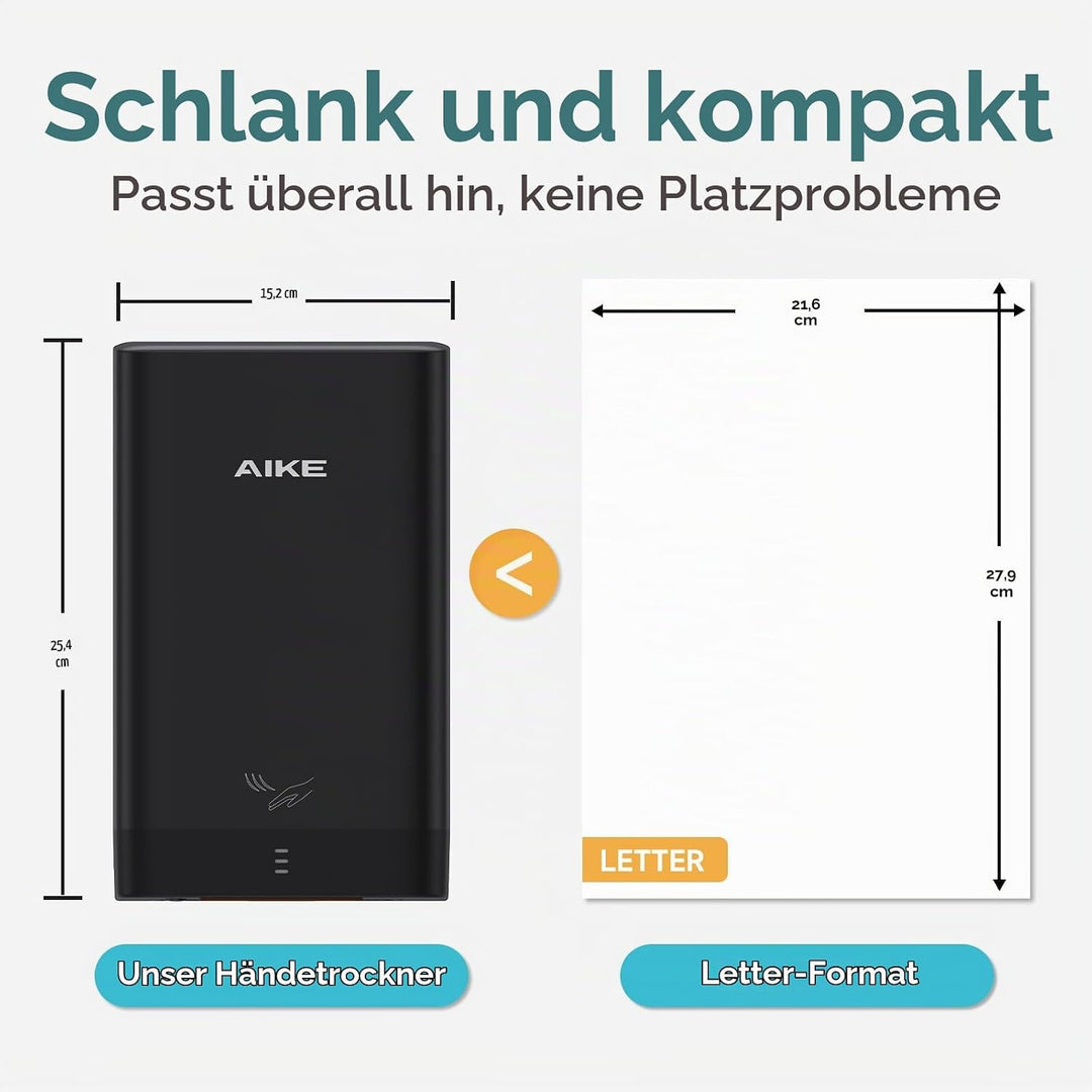 AIKE AK2822 ABS Händetrockner, Energiesparender elektrischer Hochgeschwindigkeits-Händetrockner, Aut