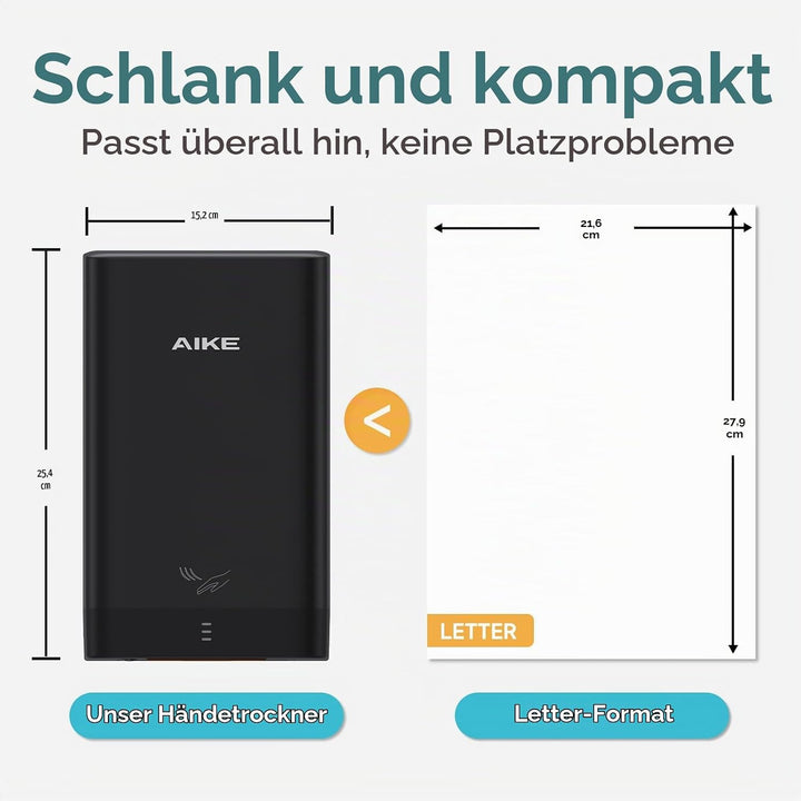 AIKE AK2822 ABS Händetrockner, Energiesparender elektrischer Hochgeschwindigkeits-Händetrockner, Aut