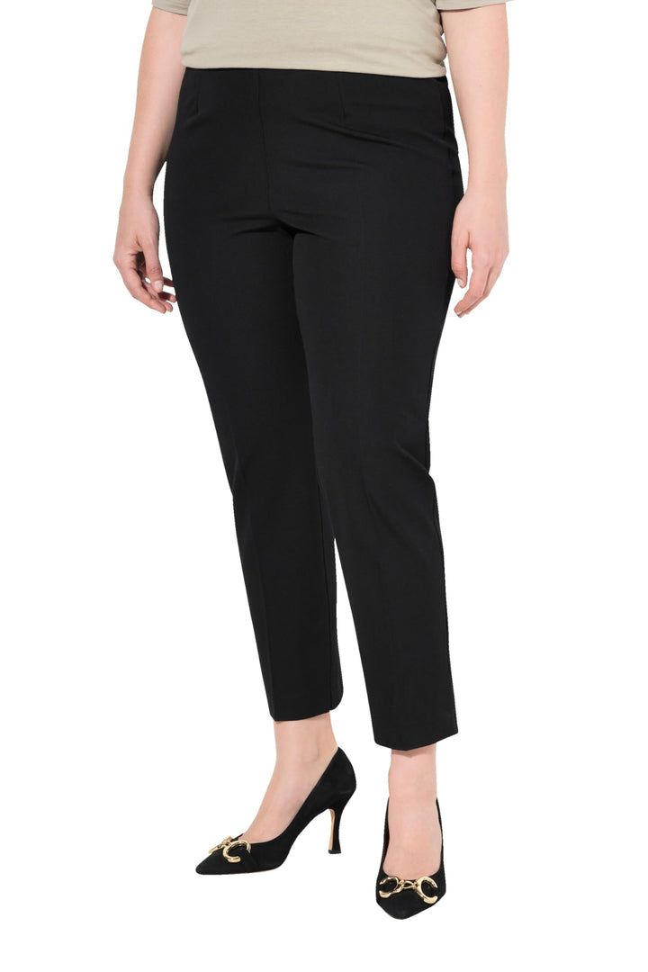 Ulla Popken Damen 7/8-Hose, schmales Bein, Elastikbund, 33W / 32L Schwarz
