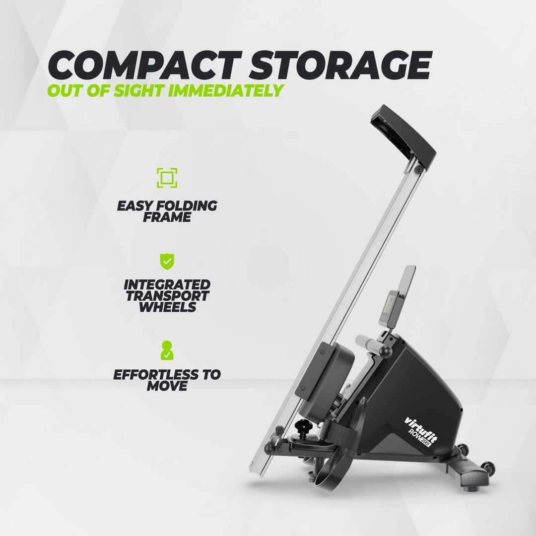VirtuFit Row450 Rudergerät – Klappbar & Leicht – Transportrollen – Platzsparend Fitnessgerät für Zuh