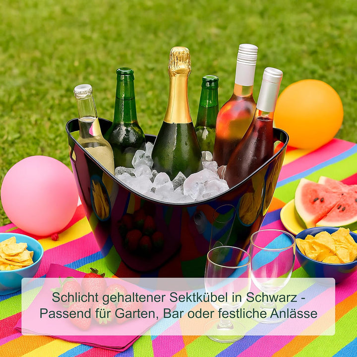 Relaxdays Eiseimer, Getränkeschale mit Griffen, 8 l, Flaschenkühler für Sekt, Champagner & Wein, Kun
