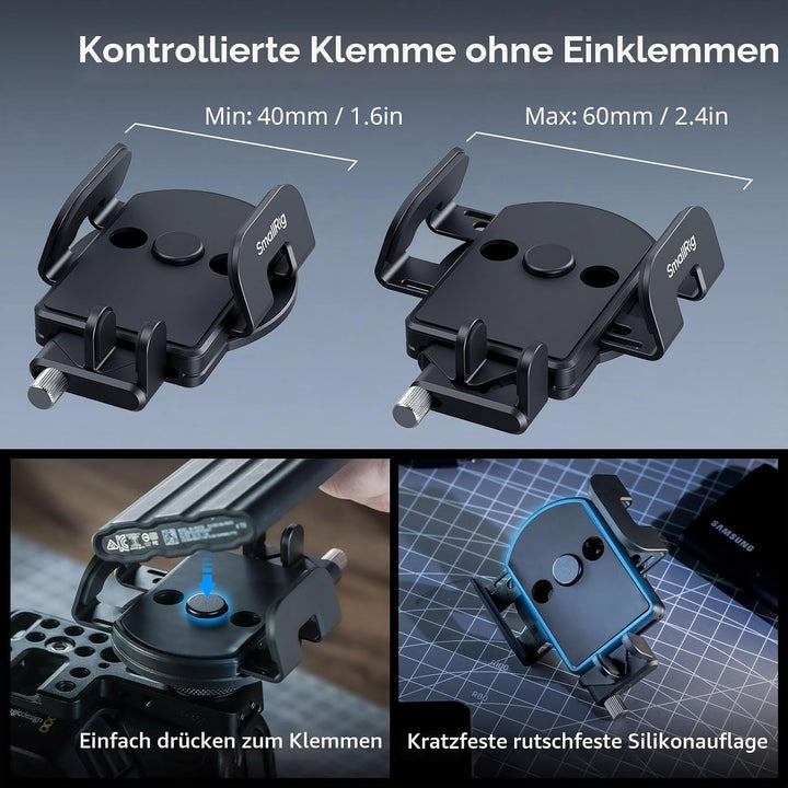 SMALLRIG Universal SSD Halterung mit Kabelklemme für Blitzschuh, 40–60 mm Klemmbreite, SSD-Halterung