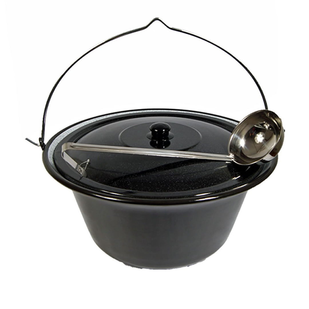 troph-e-shop Set Gulaschkessel Gulaschtopf 22 Liter Emaille + Deckel + Gratis Schöpfkelle
