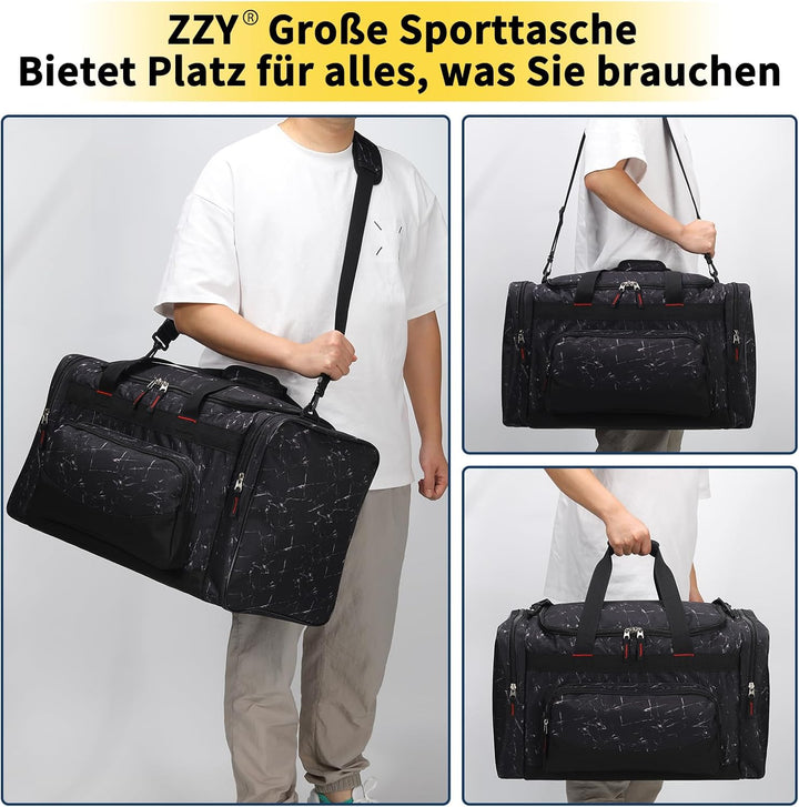 ZZY 55L Sporttasche Herren mit 2 Seitentaschen grosse Reisetasche für Fitness, Training und Reisen 5